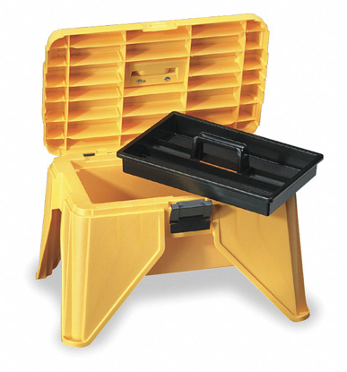 Picture of PLASTIC STEP STOOL TOOL BOX- 13 1/4 IN OVERALL HEIGHT- 21 5/8 IN OVERALL WIDTH