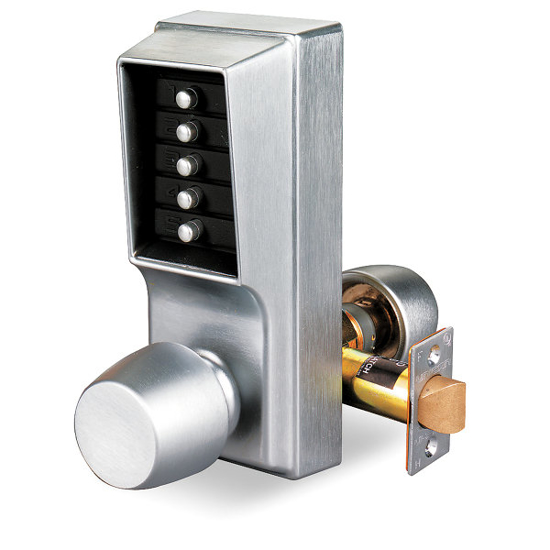 Picture of MECHANICAL PUSH BUTTON LOCKSET- KNOB- ENTRY- NONE KEY OVERRIDE OPTIONS