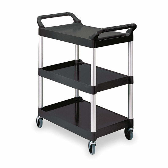 Picture of DUAL-HANDLE UTILITY CART WITH LIPPED PLASTIC SHELVES- 200 LB LOAD CAPACITY- NUMBER OF SHELVES 3