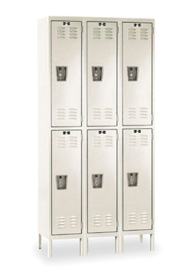 Picture of TAN WARDROBE LOCKER- (2) TIER- (3) WIDE OPENINGS- 6- 36 IN W X 12 IN D X 78 IN H