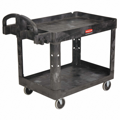 Picture of UTILITY CART WITH DEEP LIPPED PLASTIC SHELVES- 500 LB LOAD CAPACITY- NUMBER OF SHELVES 2