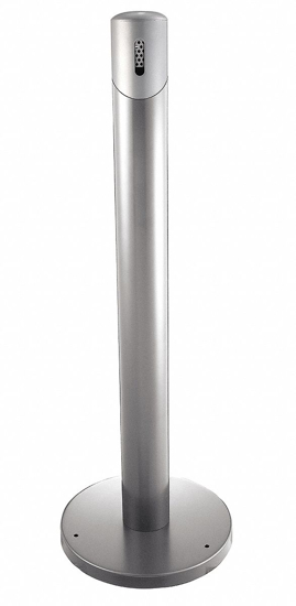 Picture of 1/4 GAL CIGARETTE RECEPTACLE- 41 IN HEIGHT- 14 1/2 IN BASE DIA.- METAL- SILVER