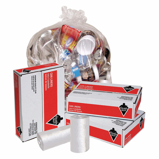 Picture of TRASH BAG- 55 GAL- SUPER HEXENE HAO- CORELESS ROLL- CLEAR- PK 50