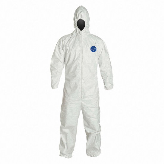 Picture of HOODED DISPOSABLE COVERALLS WITH ELASTIC CUFF- TYVEK(R) 400 MATERIAL- WHITE- XL