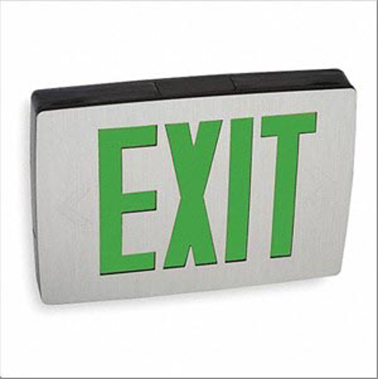 Picture of NUMBER OF FACES 1- LED- EXIT SIGN- BLACK/SILVER- ALUMINUM- LETTER COLOR GREEN