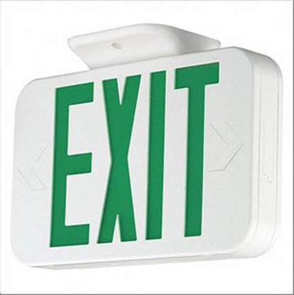 Picture of NUMBER OF FACES 1 OR 2- LED- EXIT SIGN- WHITE- PLASTIC- LETTER COLOR GREEN