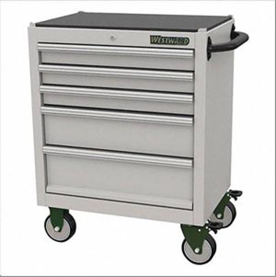 Picture of STAINLESS STEEL ROLLING CABINET- 27 49/64 IN H X 26 11/16 IN W X 18 5/64 IN D- NUMBER OF DRAWERS- 5