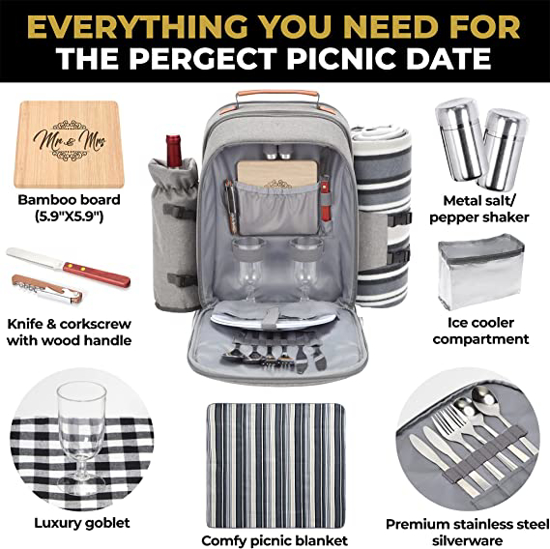 Picture of MR AND MRS INSULATED PICNIC BACKPACK FOR 2