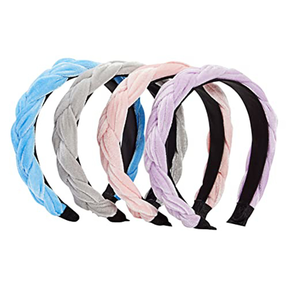 Picture of 4 PACK VELVET PADDED BRAIDED HEADBANDS