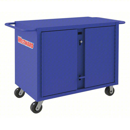 Picture of WESTWARD CABINET WORKBENCH- 43 7/8 IN X 26 7/8 IN- STEEL- 1-200 LB OVERALL LOAD CAPACITY- BLUE