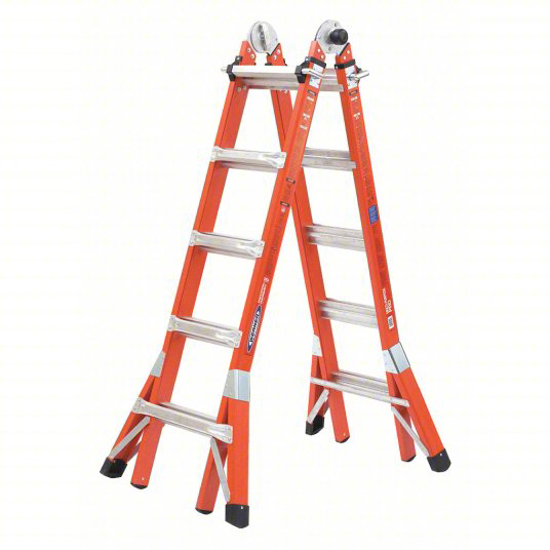 Picture of WERNER MULTIPURPOSE LADDER- 19 FT EXTENDED LADDER HT- 5 TO 9 FT- 4 FT- 300 LB LOAD CAPACITY