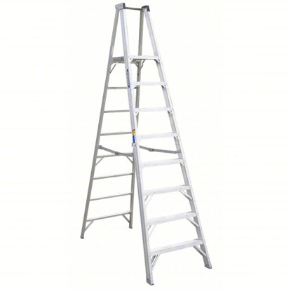 Picture of WERNER PLATFORM STEPLADDER- 10 FT LADDER HT- 8 FT PLATFORM HT- 375 LB- 67 IN BASE SPREAD