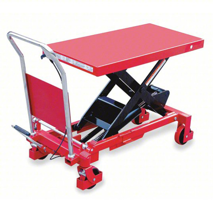 Picture of DAYTON MANUAL MOBILE SCISSOR-LIFT TABLE- 2-000 LB LOAD CAPACITY- 40 IN X 20 IN PLATFORM- STEEL