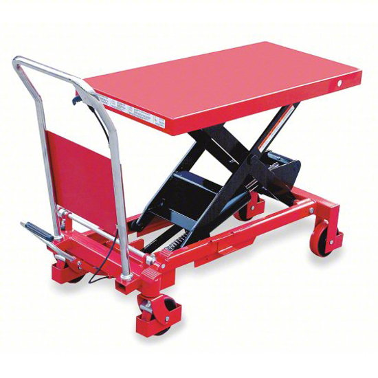 Picture of DAYTON MANUAL MOBILE SCISSOR-LIFT TABLE- 2-000 LB LOAD CAPACITY- 40 IN X 20 IN PLATFORM- STEEL