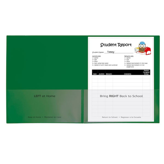 Picture of SCHOOL-TO-HOME FOLDERS, GREEN, PK25