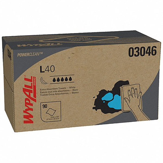 Picture of DRY WIPE- WYPALL(R) L40- 10 IN X 10-3/4 IN- NUMBER OF SHEETS 90- WHITE- PK 9