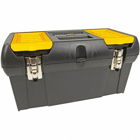 Picture of PLASTIC PORTABLE TOOL BOX- 9 3/4 IN OVERALL HEIGHT- 19 IN OVERALL WIDTH- 9 3/4 IN OVERALL DEPTH