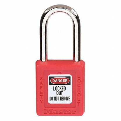 Picture of MASTER LOCK LOCKOUT PADLOCK- KEYED ALIKE- THERMOPLASTIC- STD BODY BODY SIZE- METAL- STD- RED
