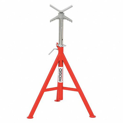 Picture of RIDGID V-HEAD PIPE STAND- V HEAD- 2-500 LB MAX LOAD CAPACITY- ADJ LEG- 52 IN MAX HT- 28 IN MIN HT