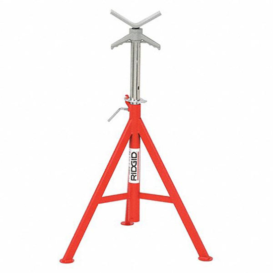 Picture of RIDGID V-HEAD PIPE STAND- V HEAD- 2-500 LB MAX LOAD CAPACITY- ADJ LEG- 52 IN MAX HT- 28 IN MIN HT