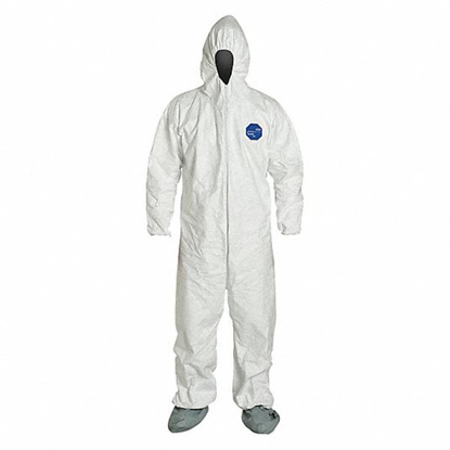 Picture of HOODED CHEMICAL RESISTANT COVERALLS: LG, 25/CS