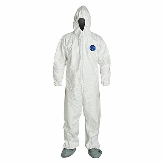 Picture of HOODED CHEMICAL RESISTANT COVERALLS: LG, 25/CS