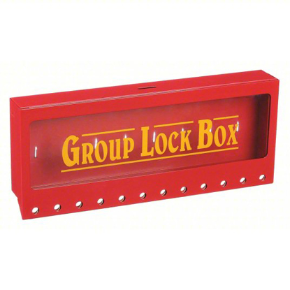 Picture of RED STEEL GROUP LOCKOUT BOX- MAX. NUMBER OF PADLOCKS- 12- 7