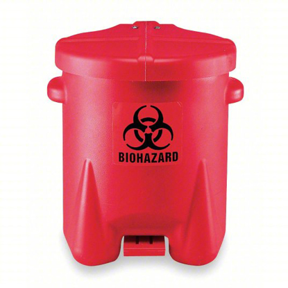 Picture of BIOHAZARD STEP ON WASTE CAN- 6 GAL- RED- RED- 16 IN X 13 1/2
