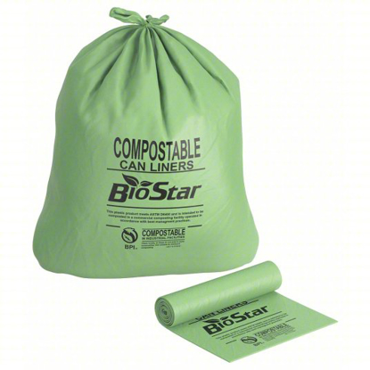 Picture of TOUGH GUY COMPOSTABLE TRASH BAGS- 60 GAL CAPACITY- 38 IN WD- 58 IN HT- 1 MIL THICK- GREEN- 100 PK
