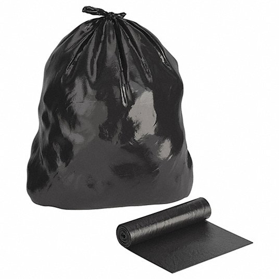Picture of TRASH BAG- 54 GAL- LLDPE- CORELESS ROLL- BLACK- PK 100
