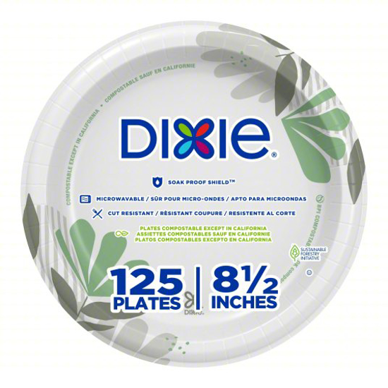 Picture of SALAD PLATE- PAPER- 8 1/2 IN- ROUND- WHITE/BROWN/GREEN- PK