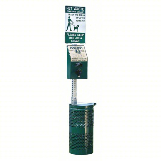 Picture of 10 GAL ROUND PET WASTE STATION- METAL- GREEN