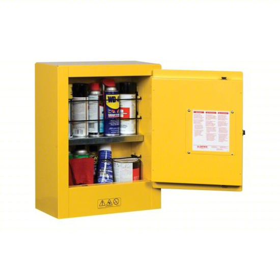 Picture of FLAMMABLES SAFETY CABINET- COUNTERTOP- 1 GAL- 0 DRUM CAPACITY- 17 IN X 8 IN X 22 IN- YELLOW